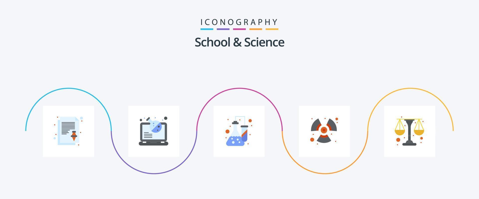 School And Science Flat 5 Icon Pack Including scale. energy. chemistry. wind. fan vector
