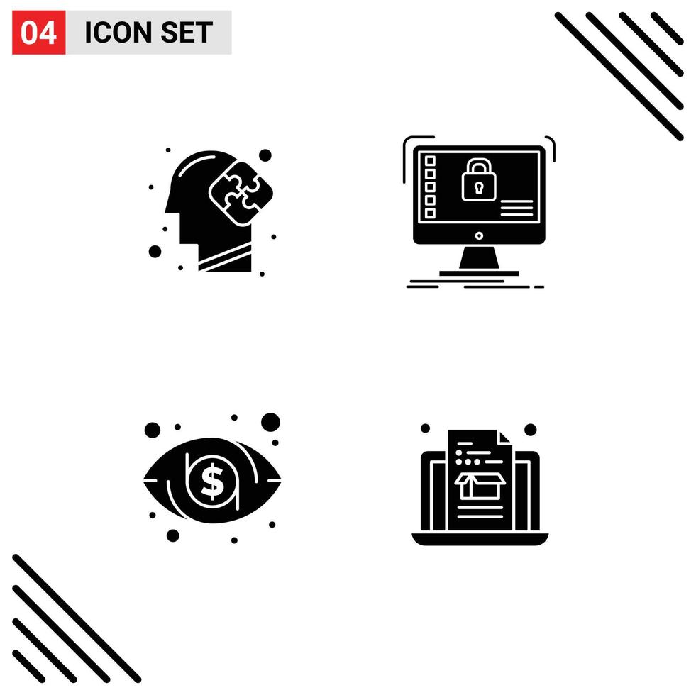 Group of Modern Solid Glyphs Set for human dollar puzzle safe vision Editable Vector Design Elements