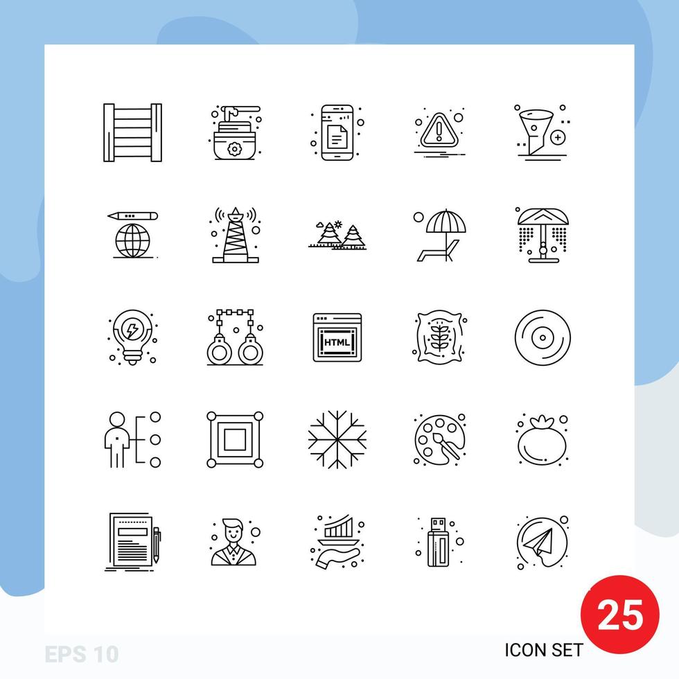 25 User Interface Line Pack of modern Signs and Symbols of design app sheets add error Editable Vector Design Elements