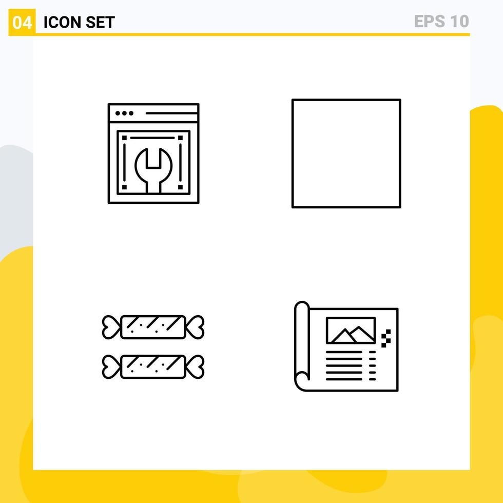 Set of 4 Modern UI Icons Symbols Signs for web advancement holiday web maintenance sweet paper Editable Vector Design Elements
