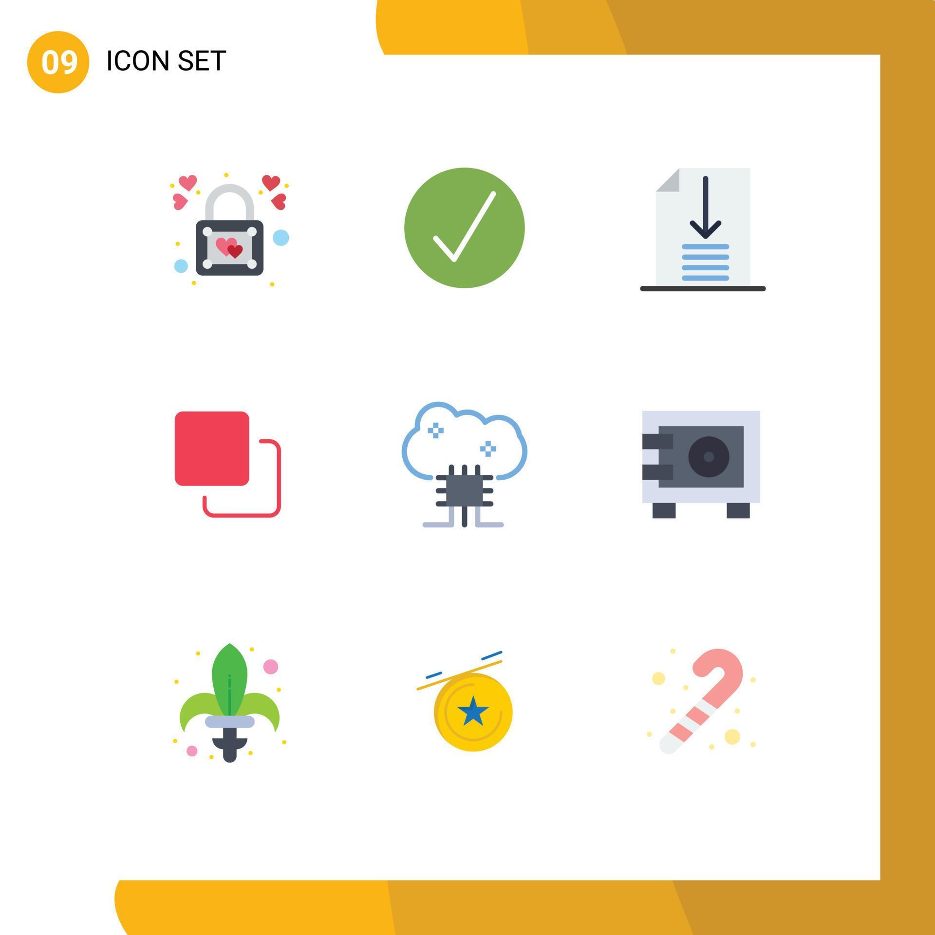 Mobile Interface Flat Color Set of 9 Pictograms of cloud networking