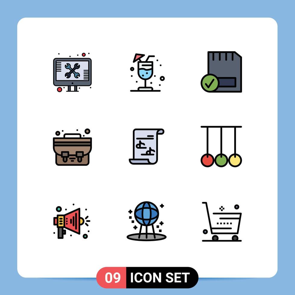 9 Creative Icons Modern Signs and Symbols of media student bag card school bag hardware Editable Vector Design Elements