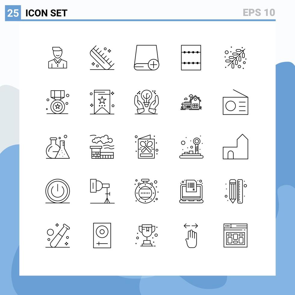 25 Universal Lines Set for Web and Mobile Applications layout drive comb devices add Editable Vector Design Elements