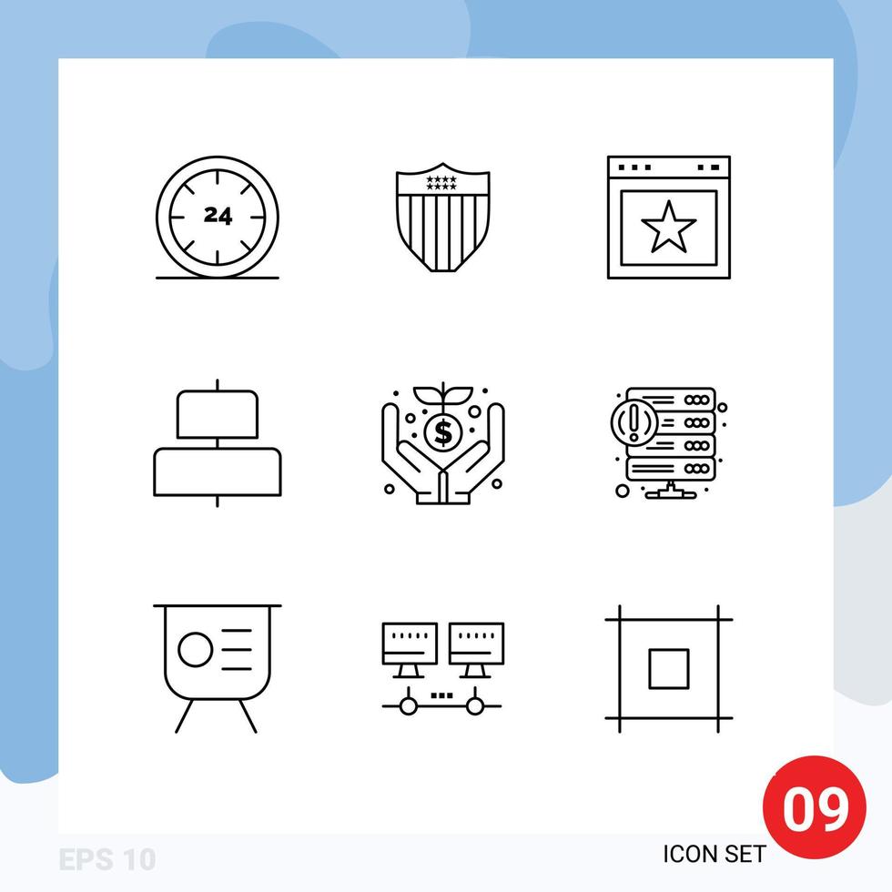 Modern Set of 9 Outlines and symbols such as donation horizontal usa center website Editable Vector Design Elements