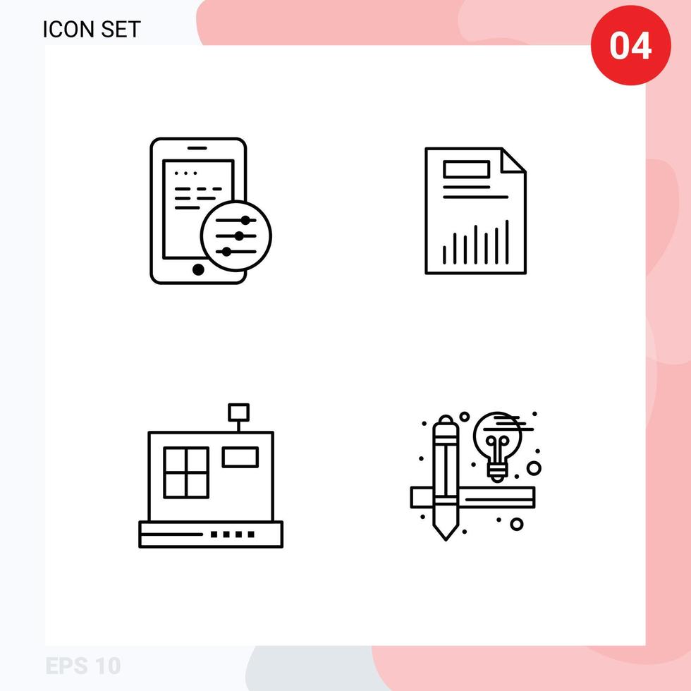 Modern Set of 4 Filledline Flat Colors and symbols such as gdpr statistics document finance commerce Editable Vector Design Elements