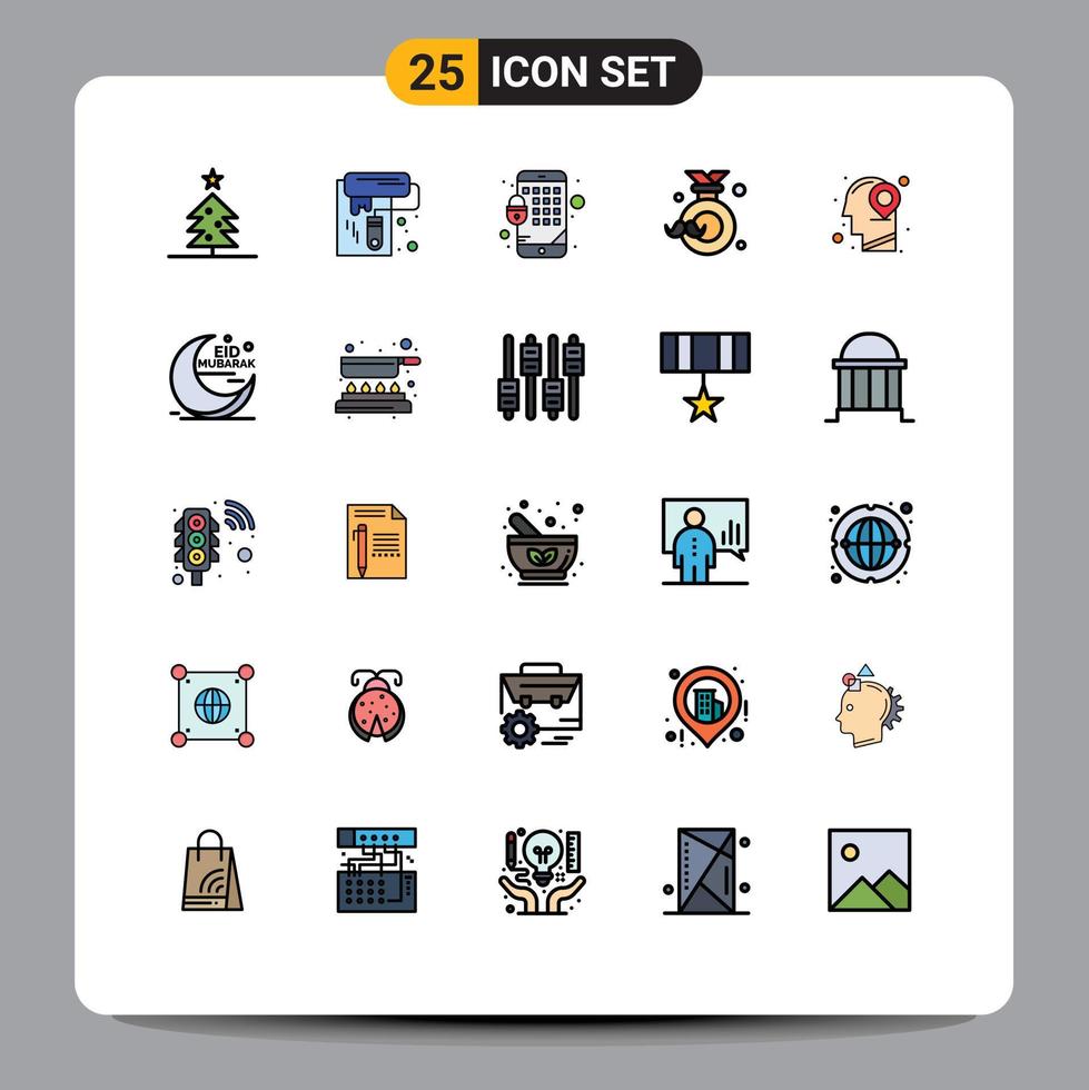 25 Creative Icons Modern Signs and Symbols of map head lock label father Editable Vector Design Elements