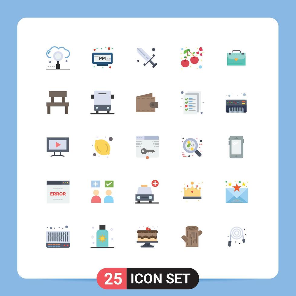 Set of 25 Modern UI Icons Symbols Signs for bag cherry time berry olympic Editable Vector Design Elements