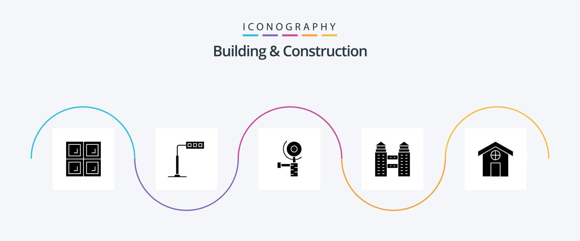 Building And Construction Glyph 5 Icon Pack Including . house. grinder. construction. construction vector