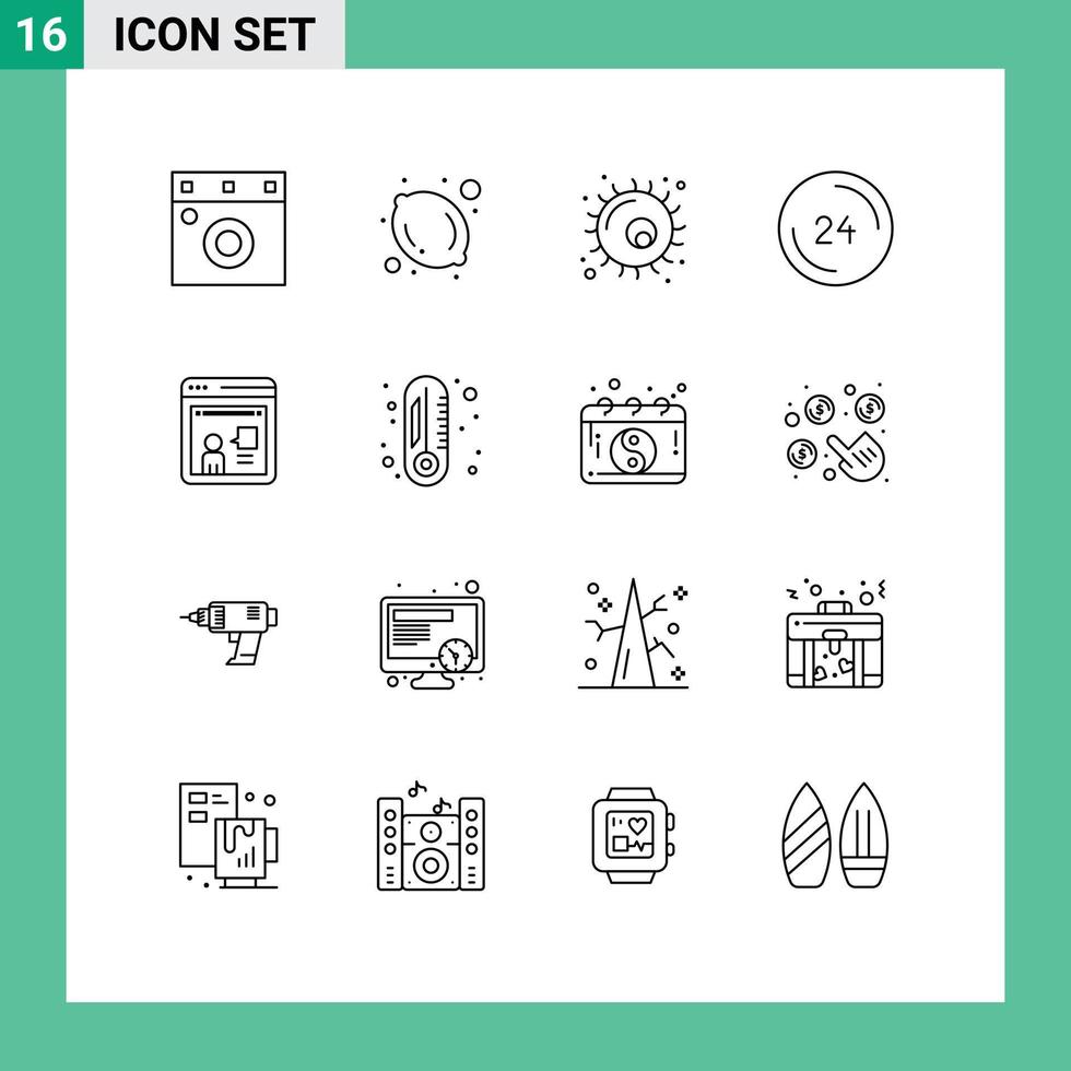 Pictogram Set of 16 Simple Outlines of discussion consulting cell contact us clock Editable Vector Design Elements