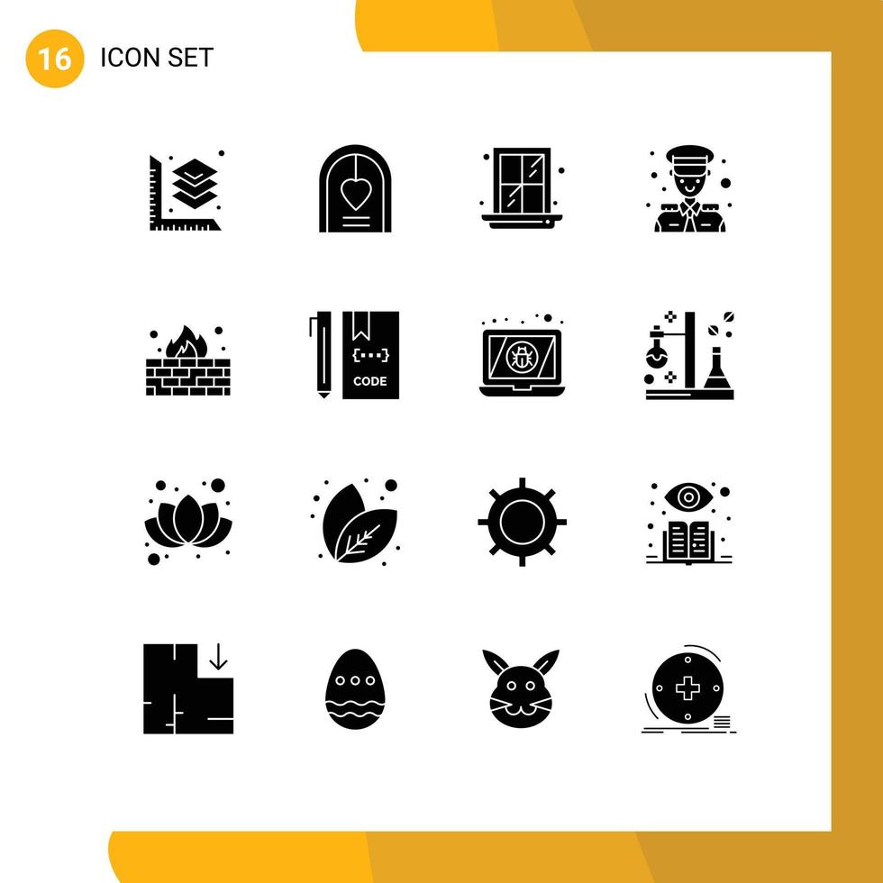 Modern Set of 16 Solid Glyphs and symbols such as internet antivirus interior transportation avatar Editable Vector Design Elements