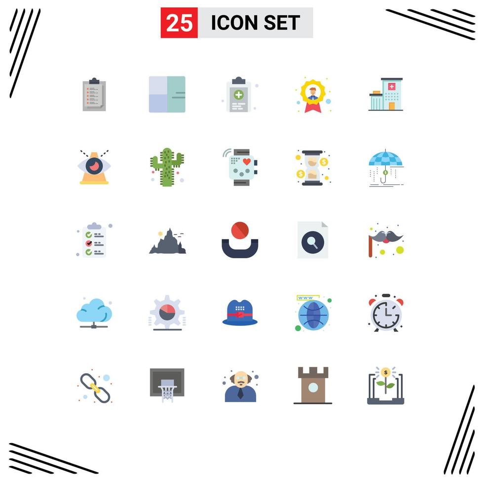 Pictogram Set of 25 Simple Flat Colors of medal badge plant avatar test Editable Vector Design Elements