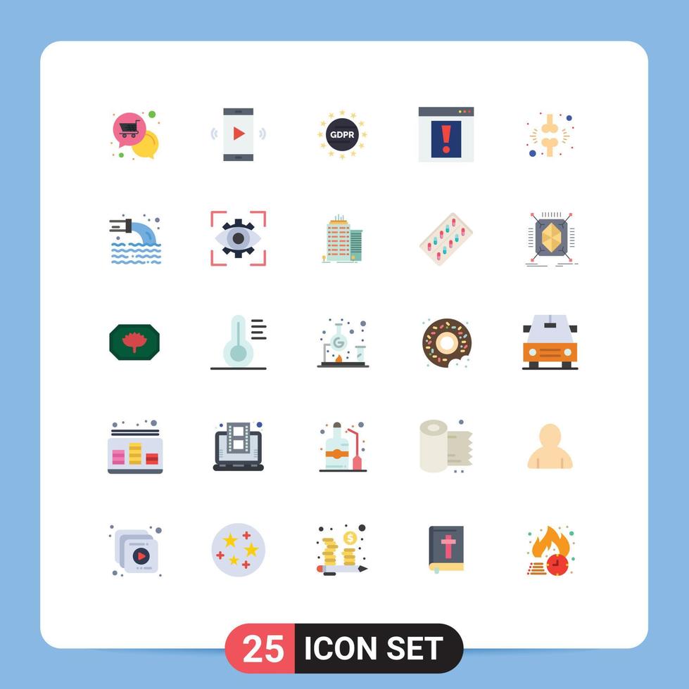 25 User Interface Flat Color Pack of modern Signs and Symbols of web alert speaker contact privacy Editable Vector Design Elements