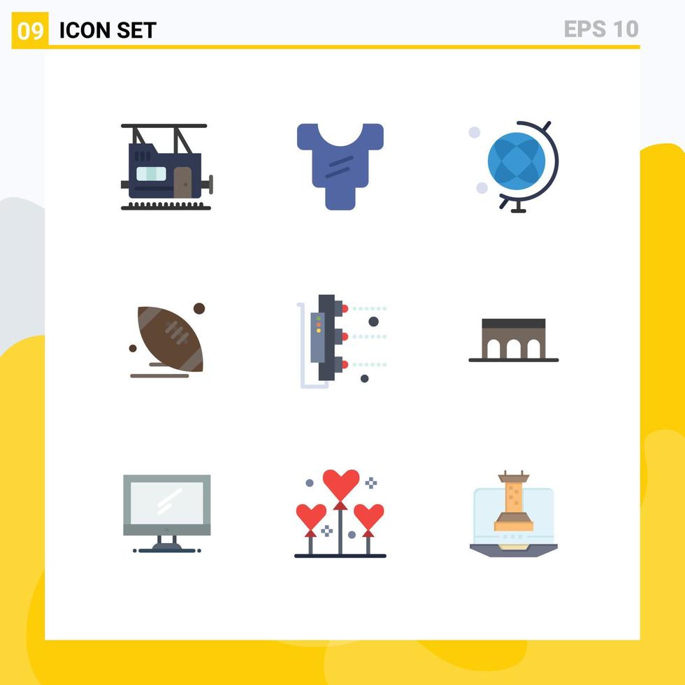 Pack of 9 Modern Flat Colors Signs and Symbols for Web Print Media such as scanner printing globe factory sport Editable Vector Design Elements