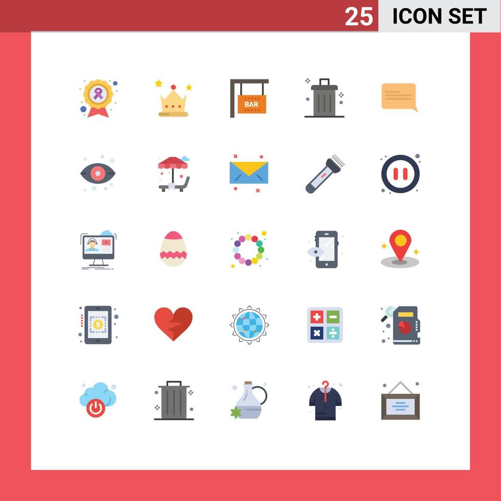 25 Flat Color concept for Websites Mobile and Apps chat garbage wreath delete bin Editable Vector Design Elements