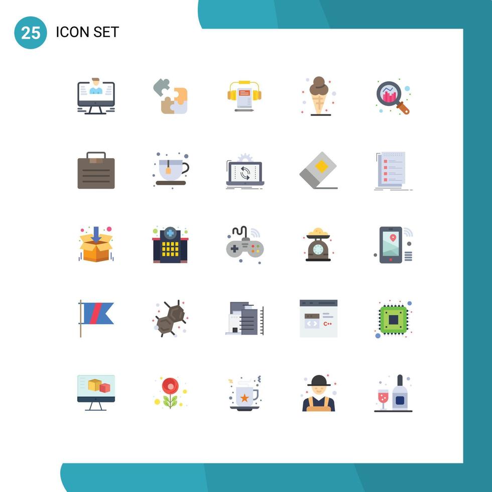 User Interface Pack of 25 Basic Flat Colors of analysis cream solution cone book Editable Vector Design Elements