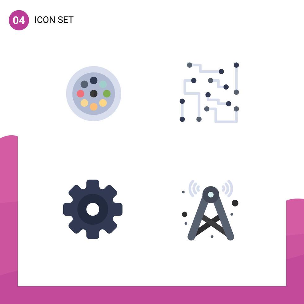 Group of 4 Flat Icons Signs and Symbols for extractor gear plumbing electronics media player Editable Vector Design Elements