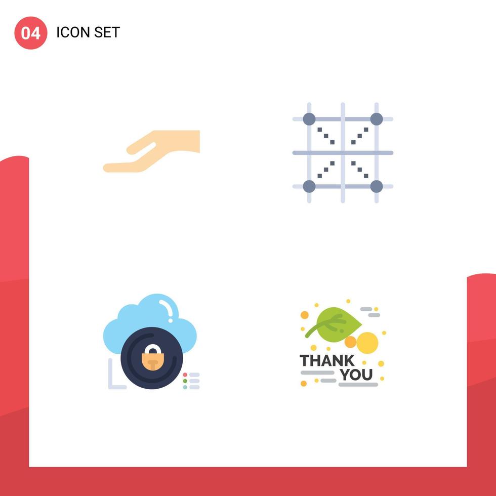 4 Thematic Vector Flat Icons and Editable Symbols of alms data coding programing lock Editable Vector Design Elements