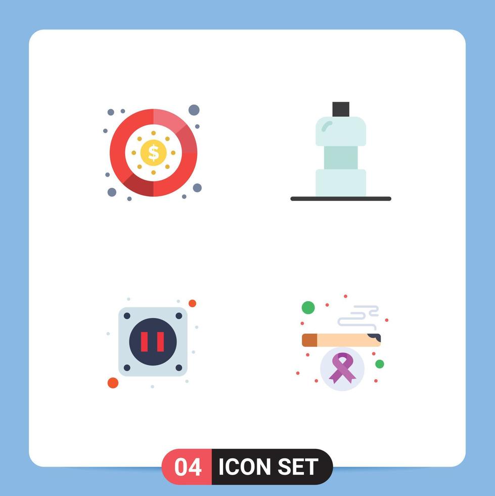 4 Flat Icon concept for Websites Mobile and Apps diagram socket money food health Editable Vector Design Elements