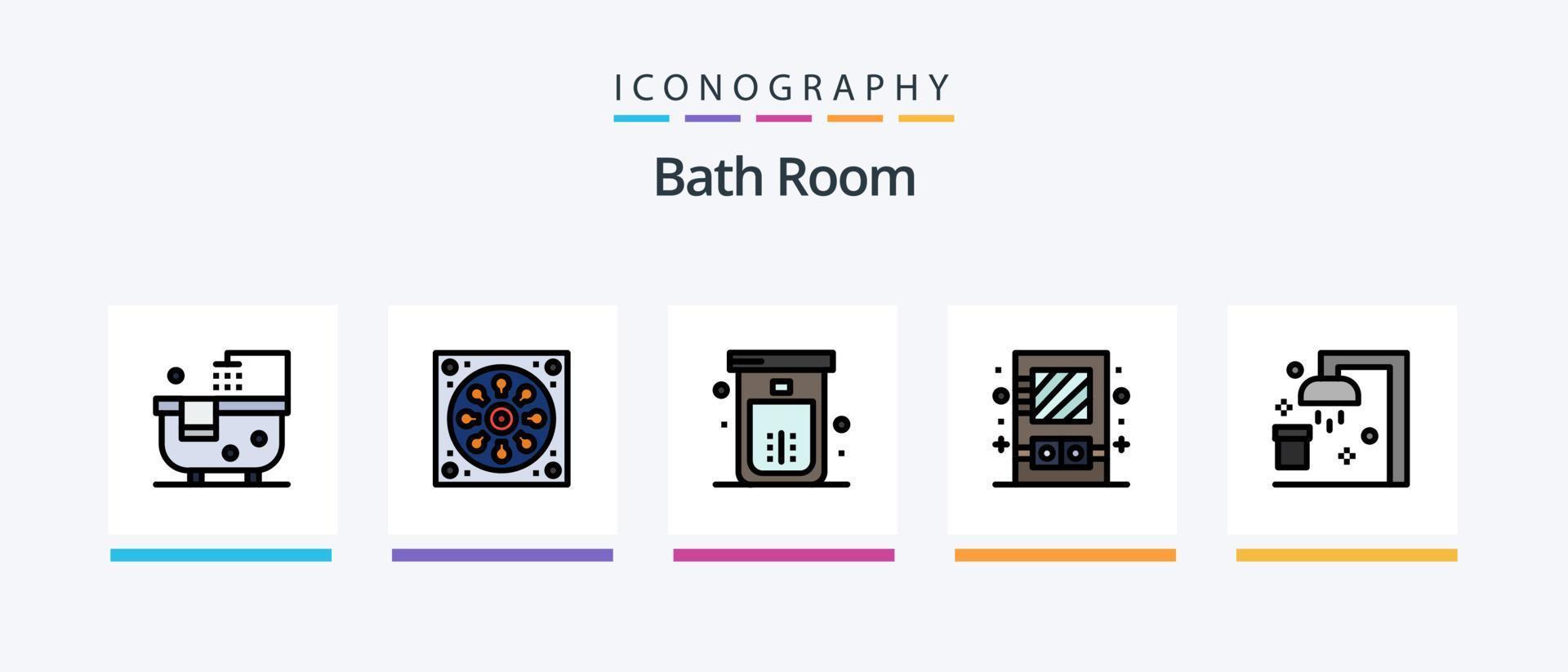 Bath Room Line Filled 5 Icon Pack Including clean. shower. bath. cleaning. bath. Creative Icons Design vector