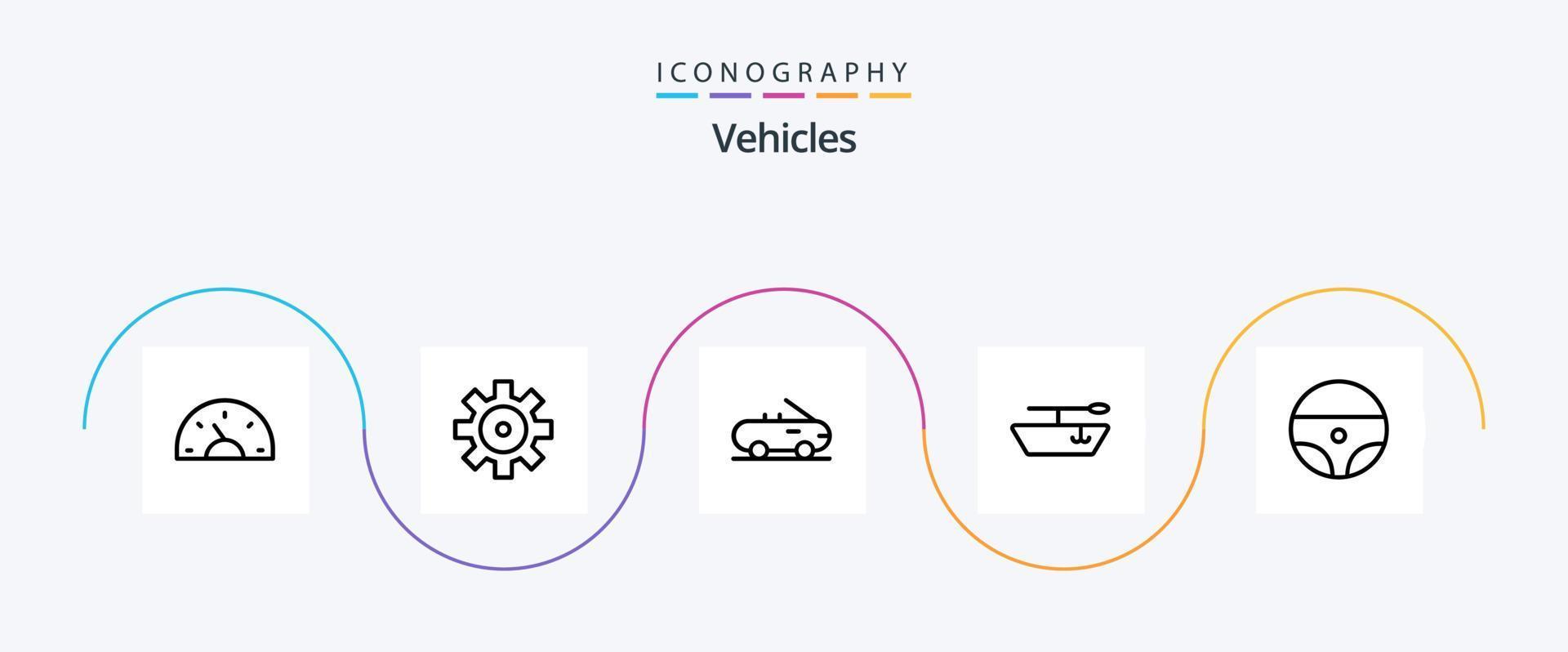 vehículos línea 5 5 icono paquete incluso . cabriolé. direccion vector