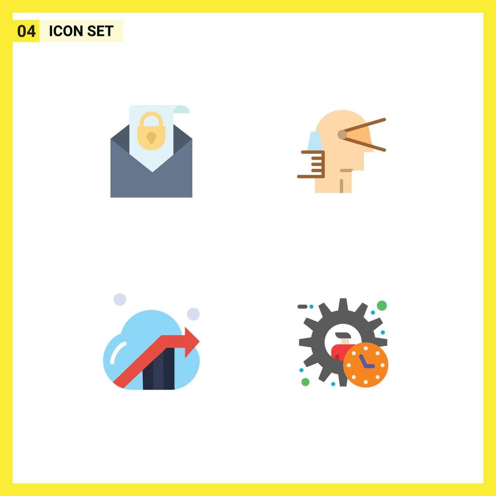 Pack of 4 creative Flat Icons of mail business security leader marketing Editable Vector Design Elements