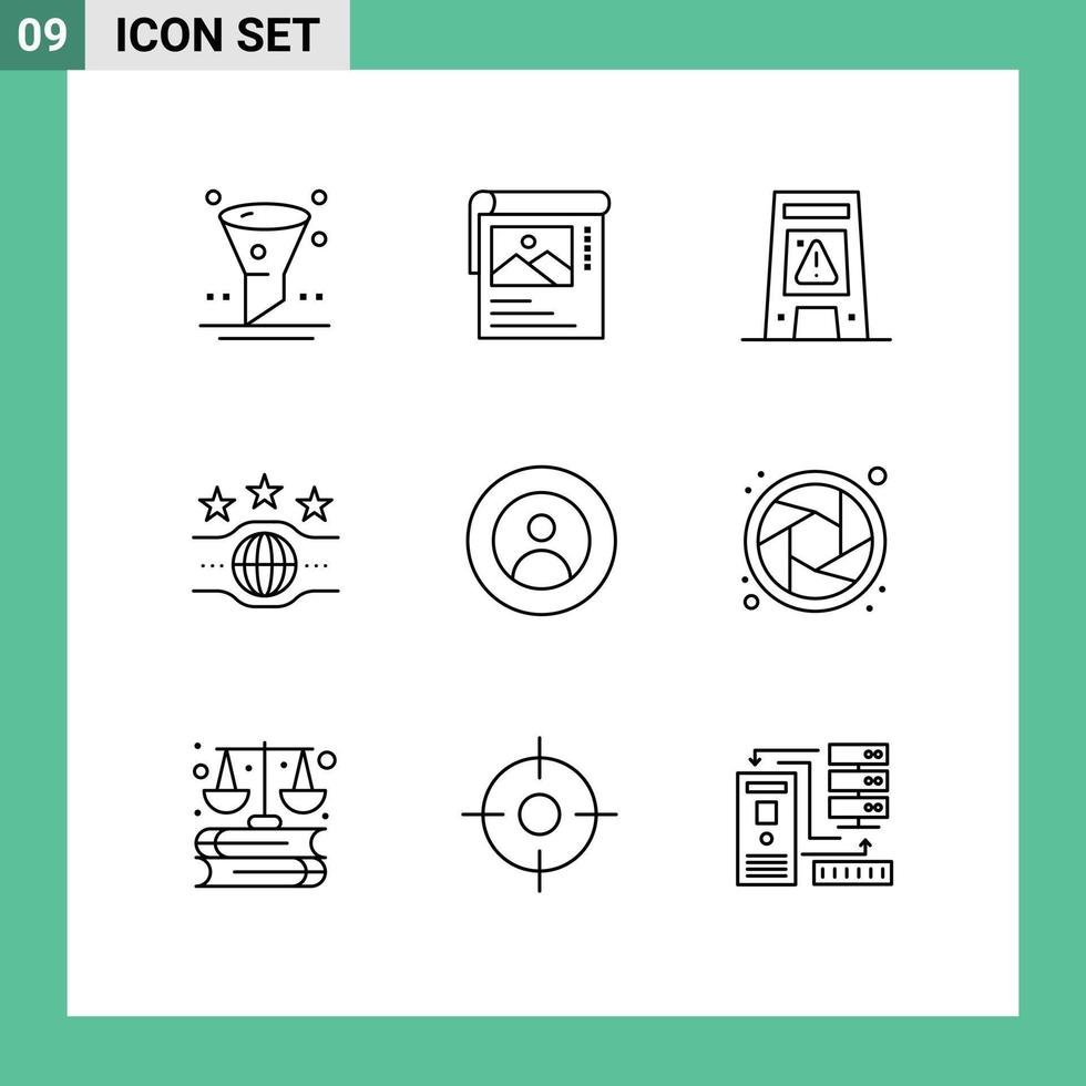 conjunto de 9 9 moderno ui íconos símbolos señales para tierra campeonato piso campeón mojado editable vector diseño elementos
