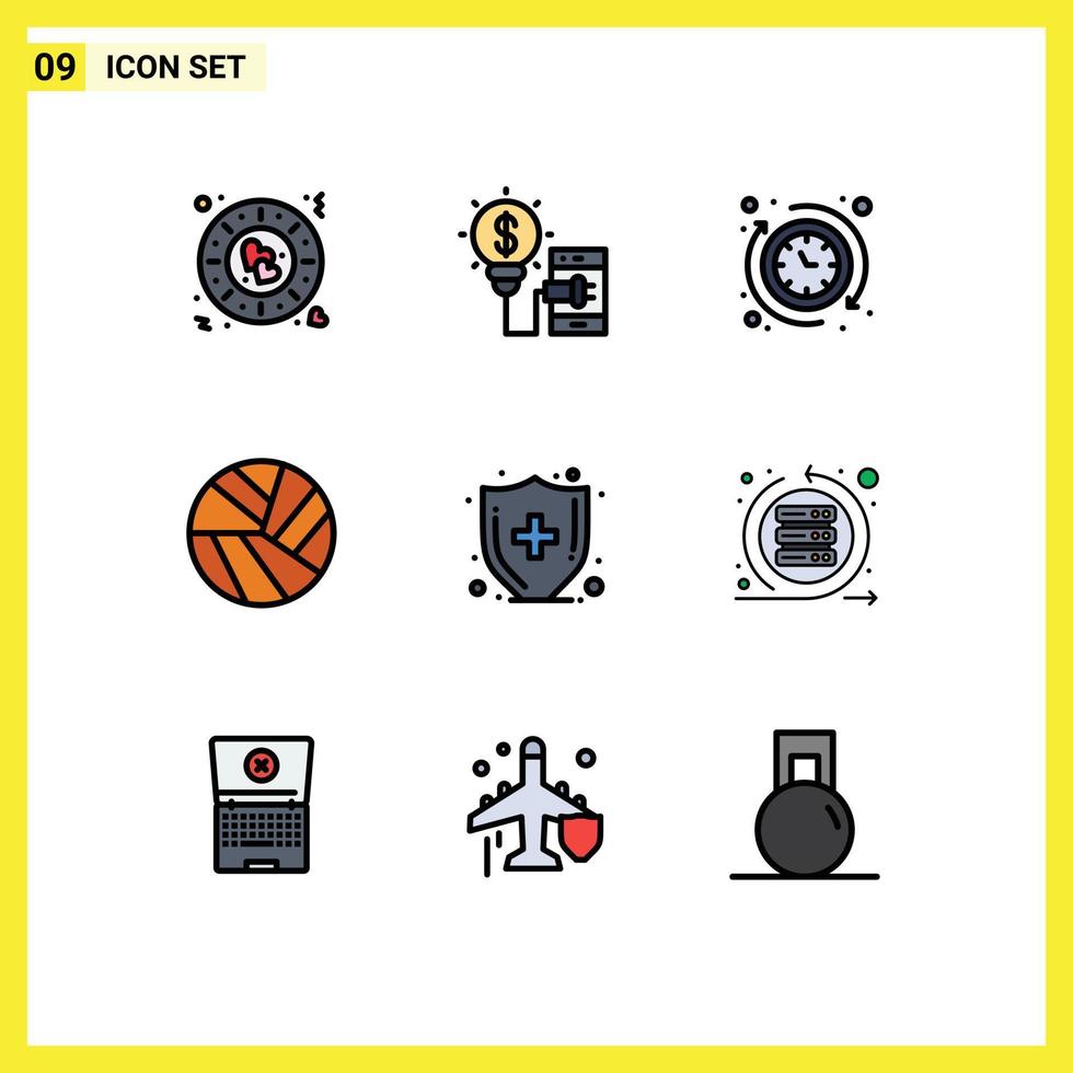 Set of 9 Modern UI Icons Symbols Signs for medical insurance health insurance around volley ball Editable Vector Design Elements