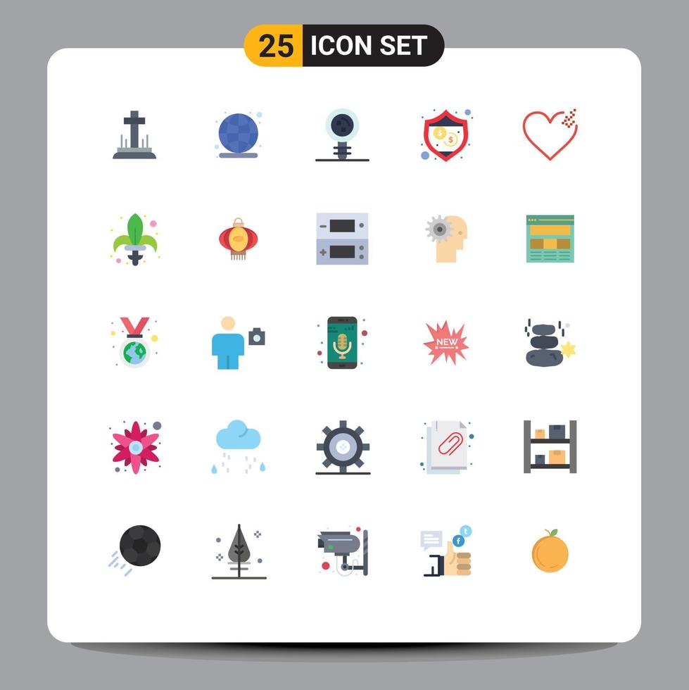 Pack of 25 creative Flat Colors of broken shield biology security genetic Editable Vector Design Elements