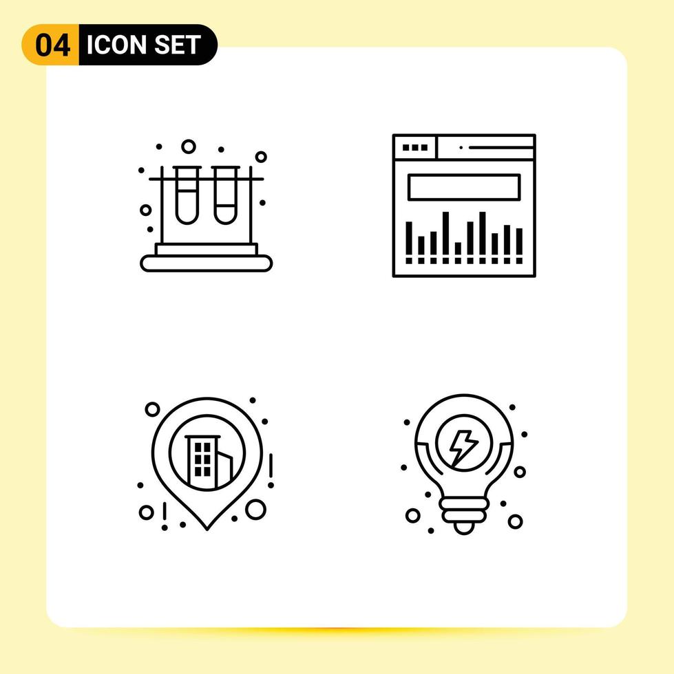 Modern Set of 4 Filledline Flat Colors Pictograph of school map education web seo Editable Vector Design Elements