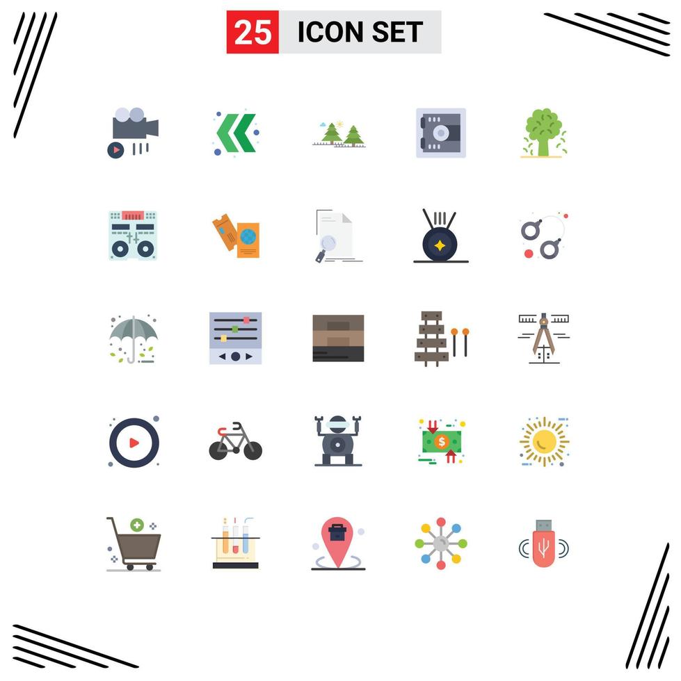 Set of 25 Modern UI Icons Symbols Signs for nature apple jungle tree lock Editable Vector Design Elements