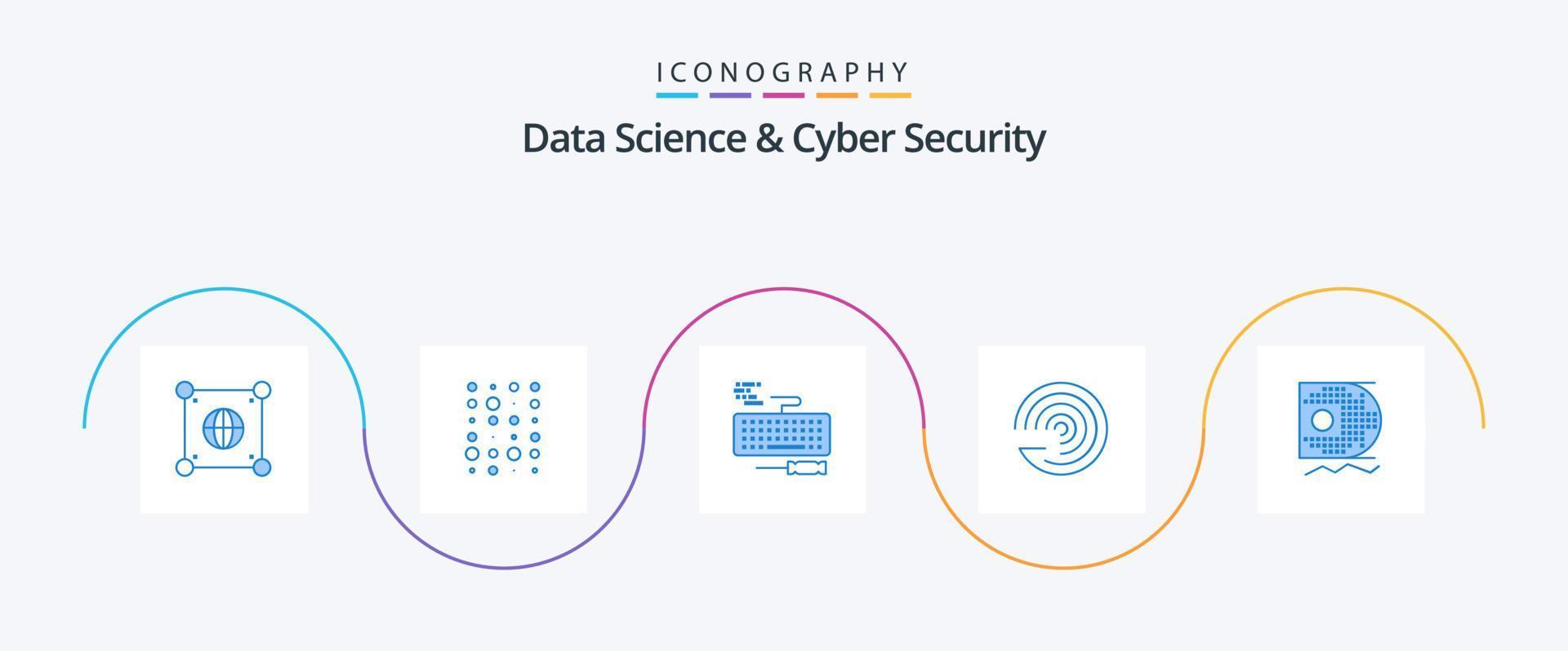 Data Science And Cyber Security Blue 5 Icon Pack Including scince. scince. key. forecasting model. forecasting vector