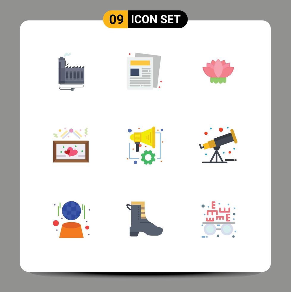 9 Universal Flat Colors Set for Web and Mobile Applications automation love routine heart board Editable Vector Design Elements