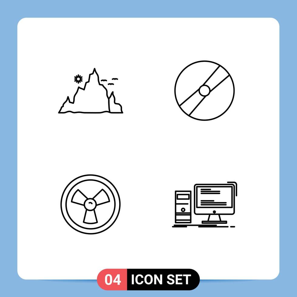 Universal Icon Symbols Group of 4 Modern Filledline Flat Colors of mountain pokemon nature film chemist Editable Vector Design Elements