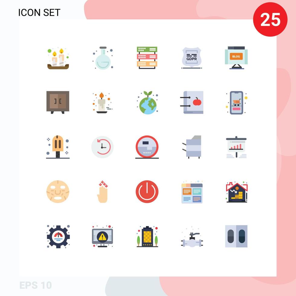 Pictogram Set of 25 Simple Flat Colors of edit private rack privacy gdpr Editable Vector Design Elements