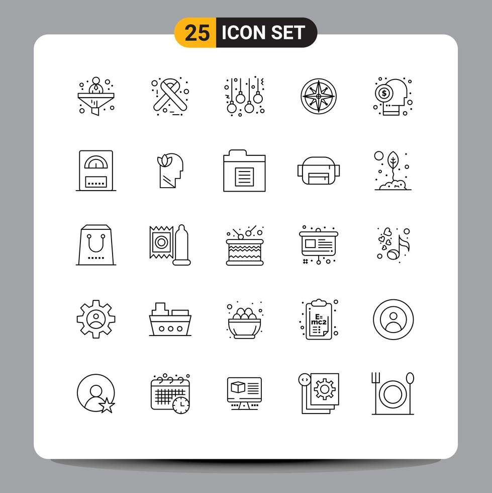 25 Universal Lines Set for Web and Mobile Applications broker navigator accessories navigation compass Editable Vector Design Elements
