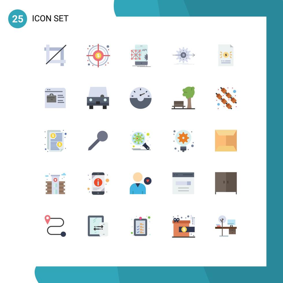 Pictogram Set of 25 Simple Flat Colors of banking setting application work performance Editable Vector Design Elements