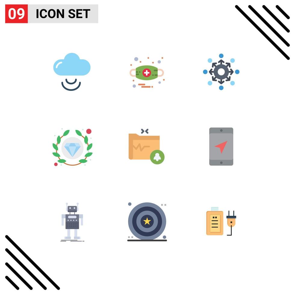 Flat Color Pack of 9 Universal Symbols of gdpr document arrow seo premium Editable Vector Design Elements