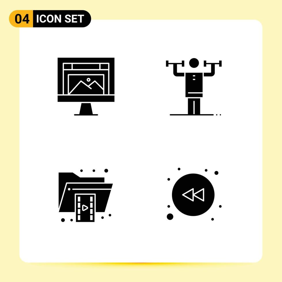 Stock Vector Icon Pack of 4 Line Signs and Symbols for app strength image discipline file Editable Vector Design Elements