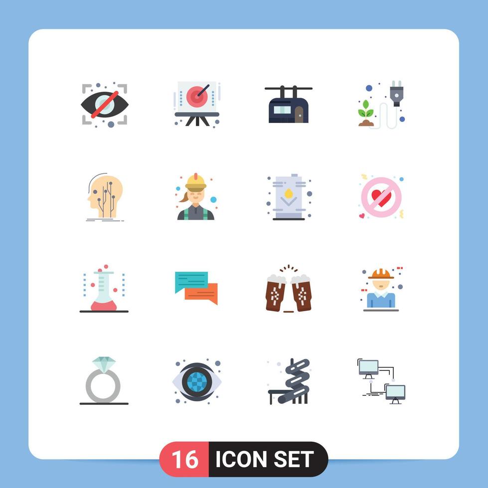 Set of 16 Modern UI Icons Symbols Signs for data herb chair lift energy ecological Editable Pack of Creative Vector Design Elements