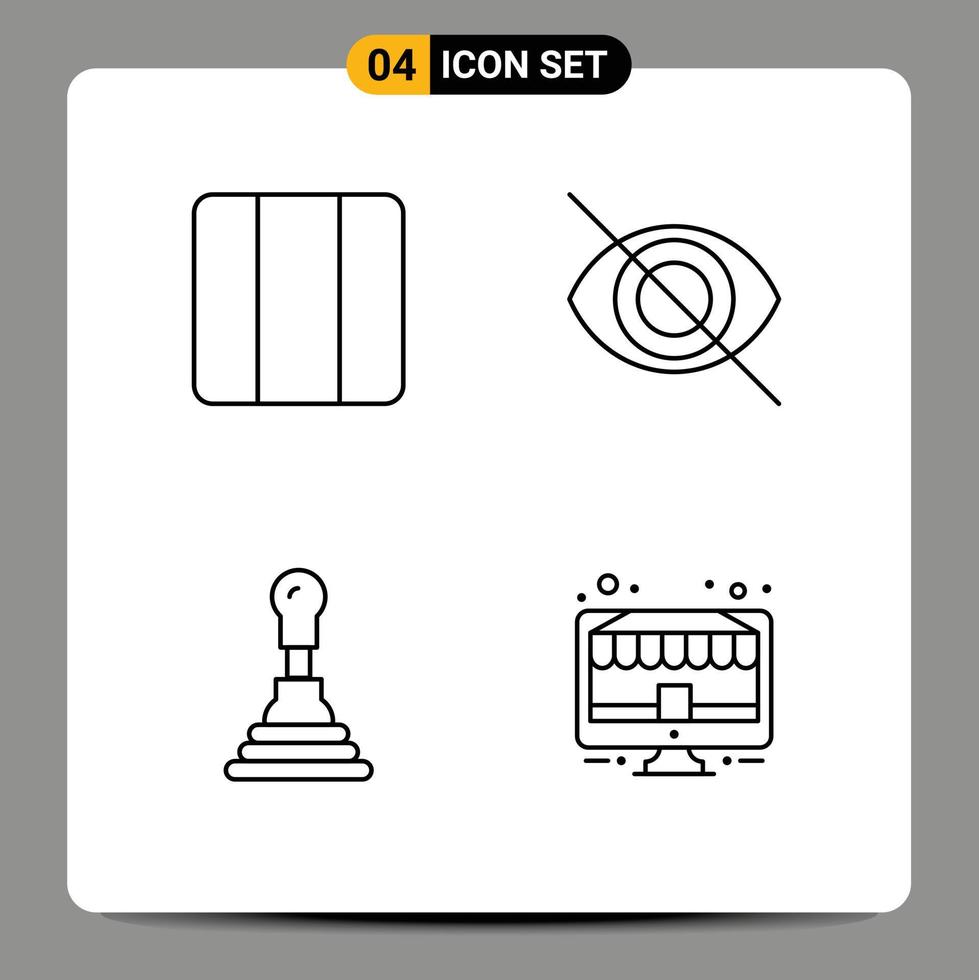 Group of 4 Filledline Flat Colors Signs and Symbols for distribute gearbox layout hide discount Editable Vector Design Elements