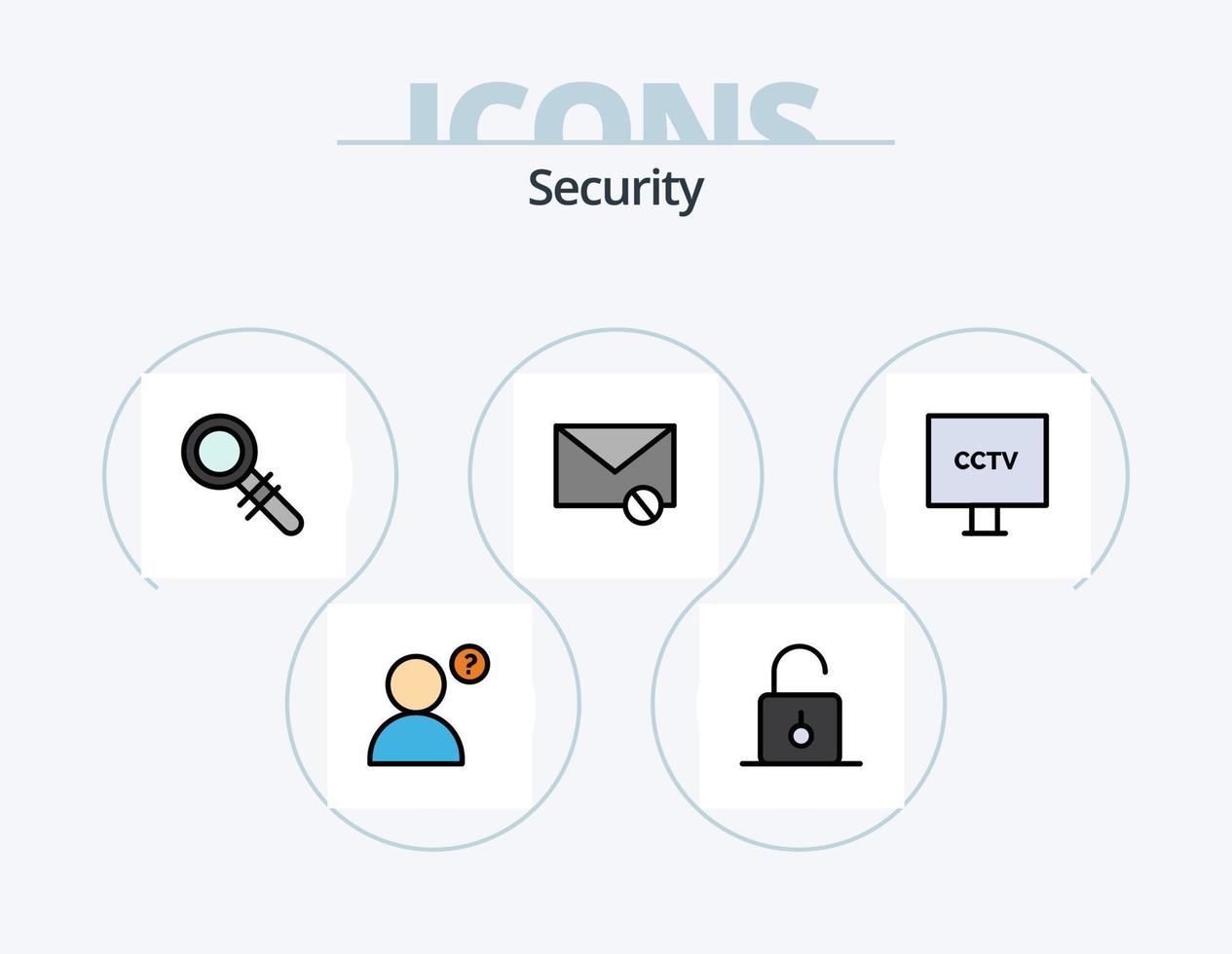 seguridad línea lleno icono paquete 5 5 icono diseño. seguridad. cámara. seguro. lector. contraseña vector