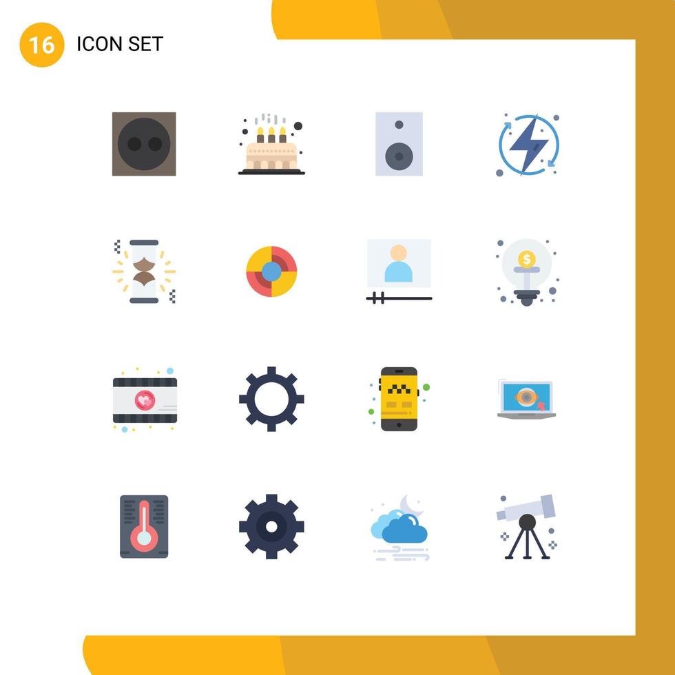 16 Universal Flat Color Signs Symbols of renewable electric devices ecologic technology Editable Pack of Creative Vector Design Elements