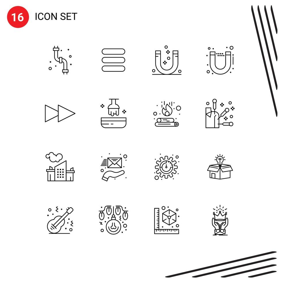 Pictogram Set of 16 Simple Outlines of beauty forward attraction study magnet Editable Vector Design Elements