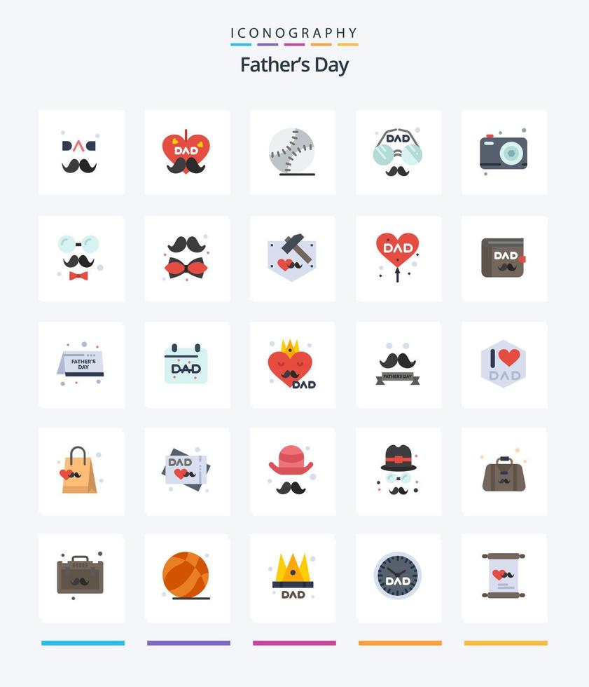 Creative Fathers Day 25 Flat icon pack  Such As avatar. fathers day. accessories. father. fathers day vector