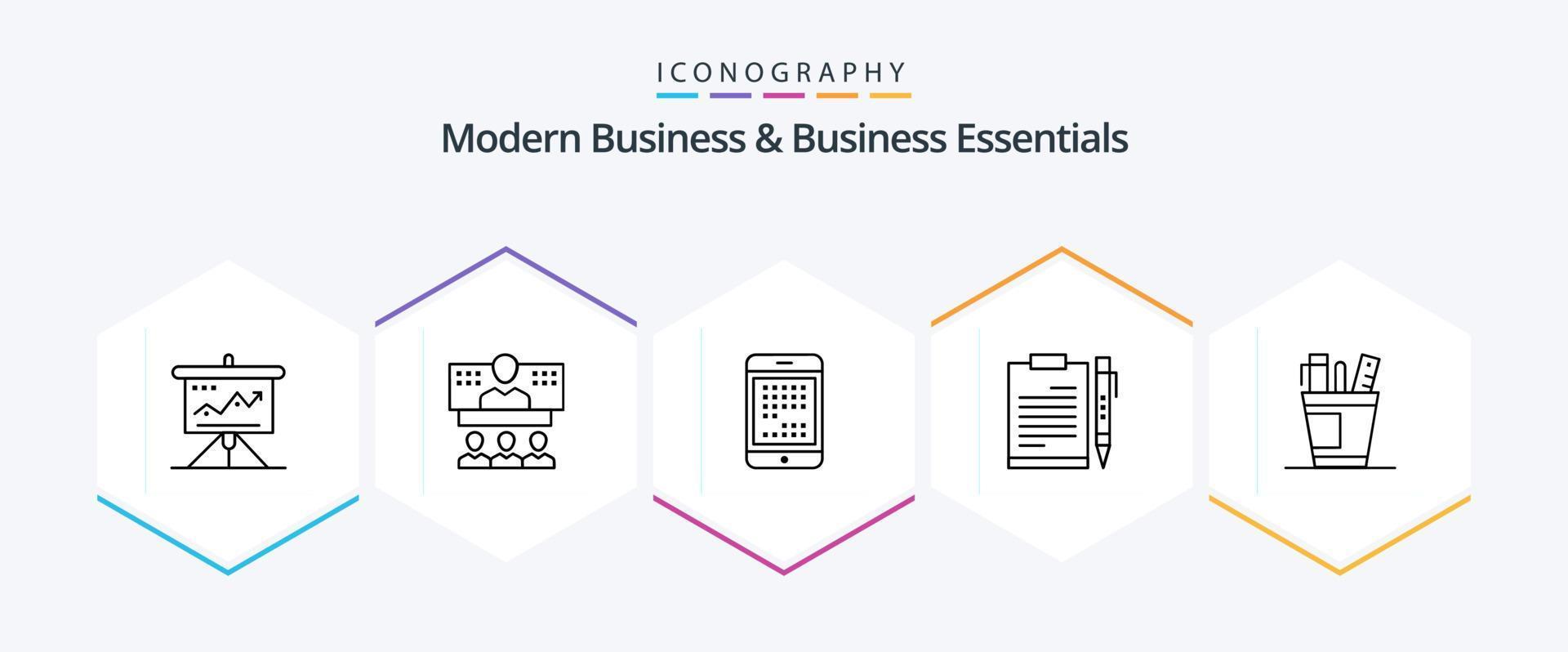 Modern Business And Business Essentials 25 Line icon pack including ipad. device. business. computer. online vector