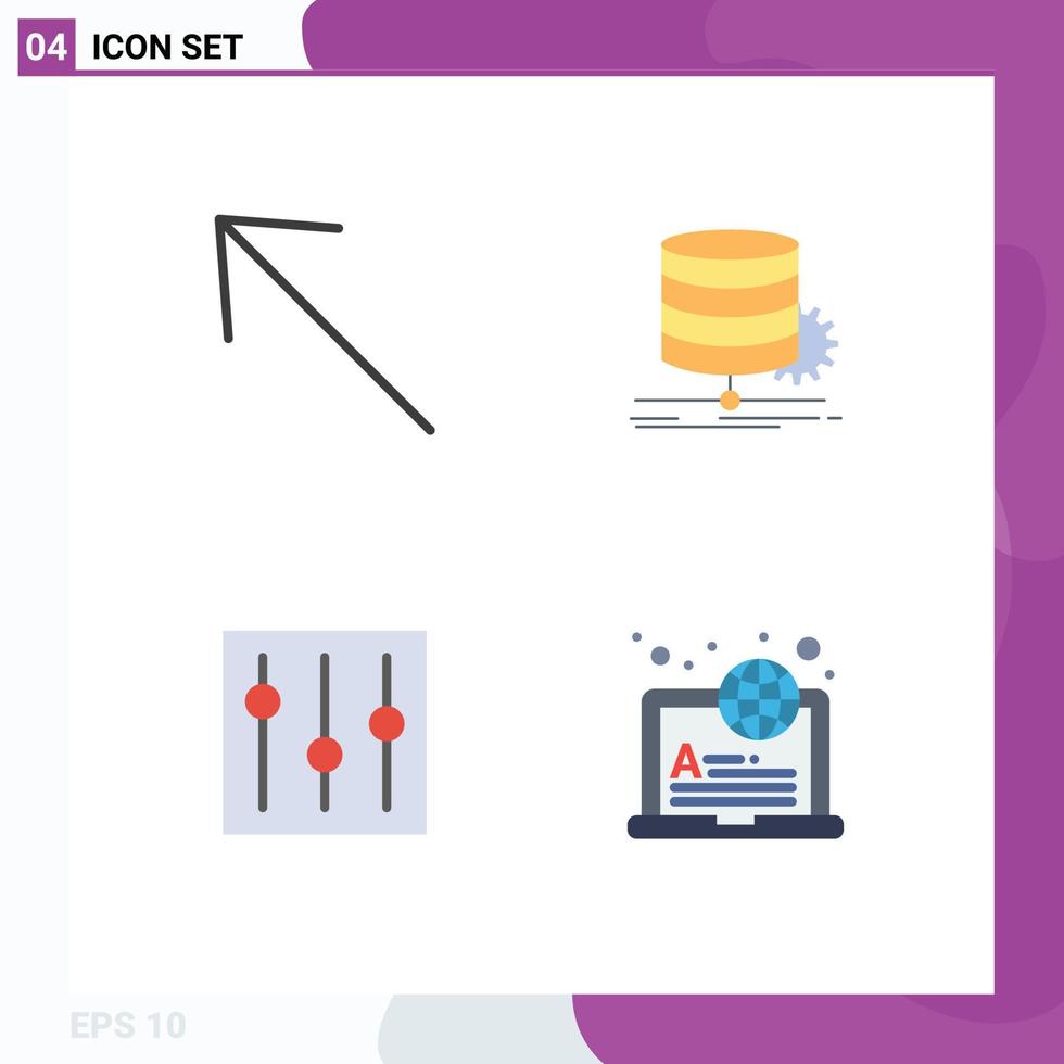 4 Universal Flat Icons Set for Web and Mobile Applications arrow elements algorithm diagram setting Editable Vector Design Elements