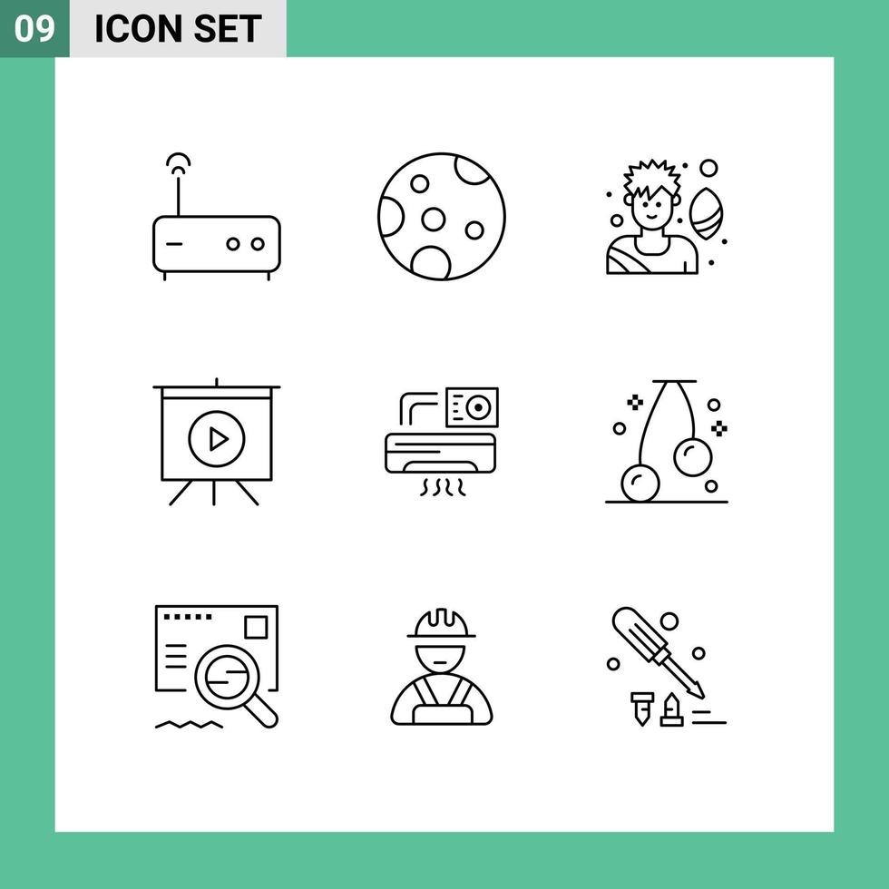 moderno conjunto de 9 9 contornos pictografía de comida habitación juego C.A aire editable vector diseño elementos