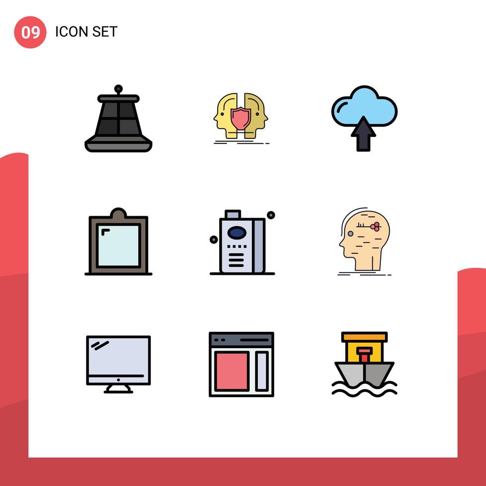 Universal Icon Symbols Group of 9 Modern Filledline Flat Colors of drink window cloud interior decor Editable Vector Design Elements