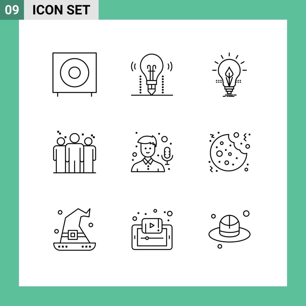 Stock Vector Icon Pack of 9 Line Signs and Symbols for competitive business solution light electricity Editable Vector Design Elements