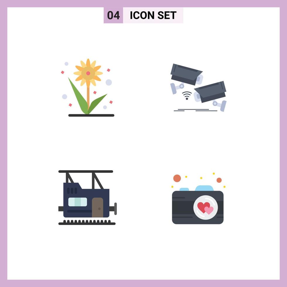 4 Creative Icons Modern Signs and Symbols of farming bullet sunflower security transport Editable Vector Design Elements